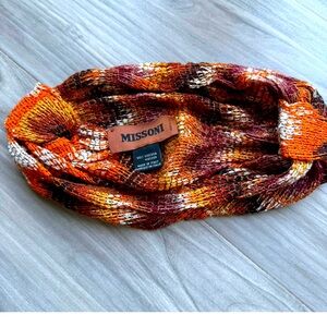 Missoni Chevron Orange/White/Black Turban Headband New
